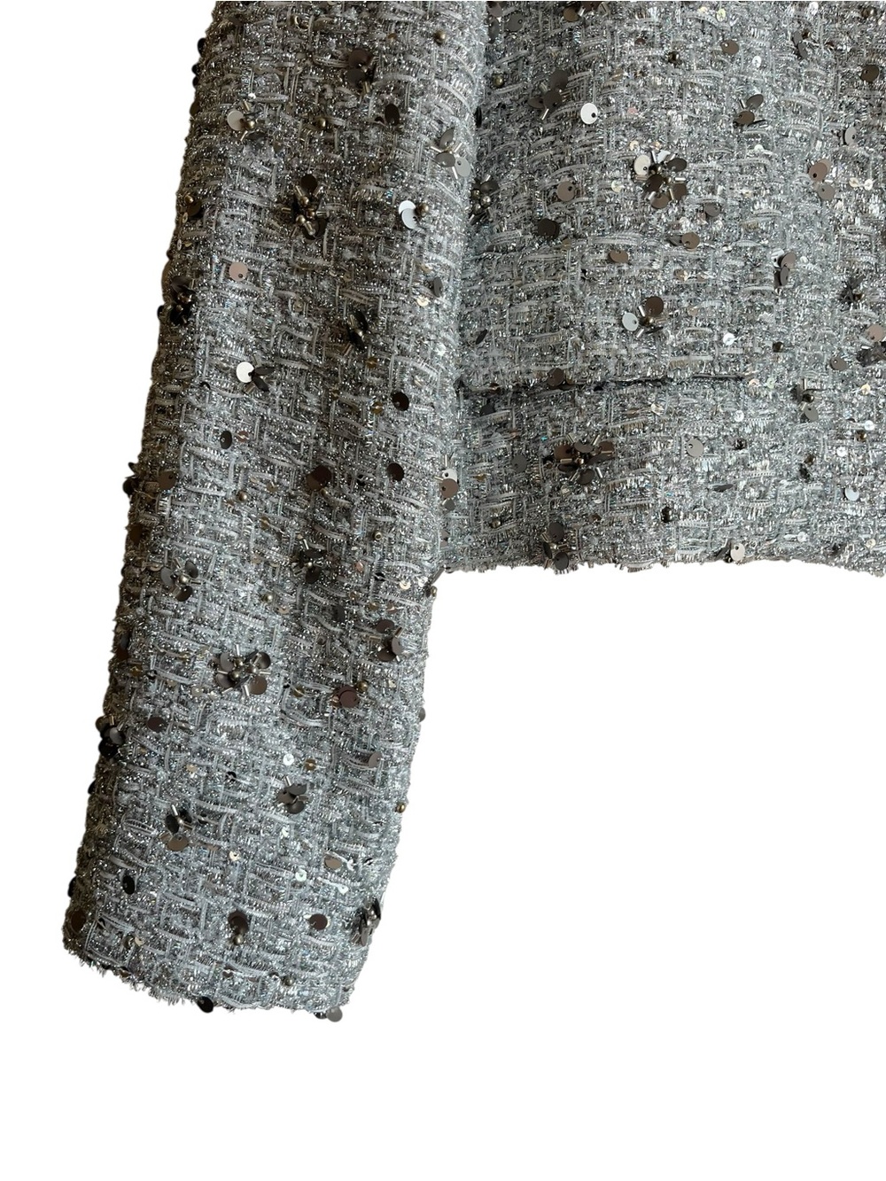 Zara ZW Collection Sequin Jacket Silver Size M NWT - Picture 5 of 15